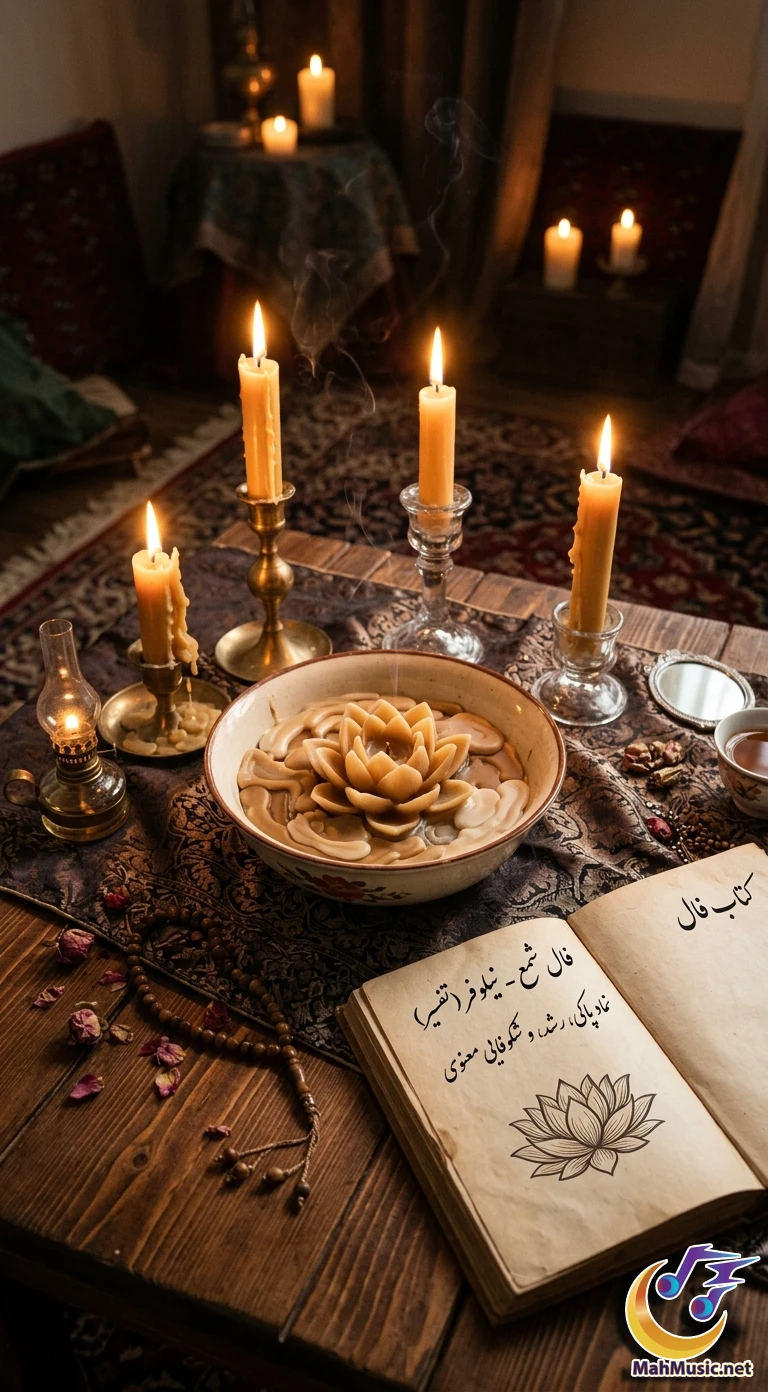 تصویر نماد نیلوفر در فال شمع